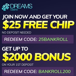 dreams casino bonus 25free chip